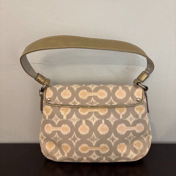 Coach Kristen Op Art Gray Pink Ikat Gold Patent Leather Mini Bag - Picture 3 of 9